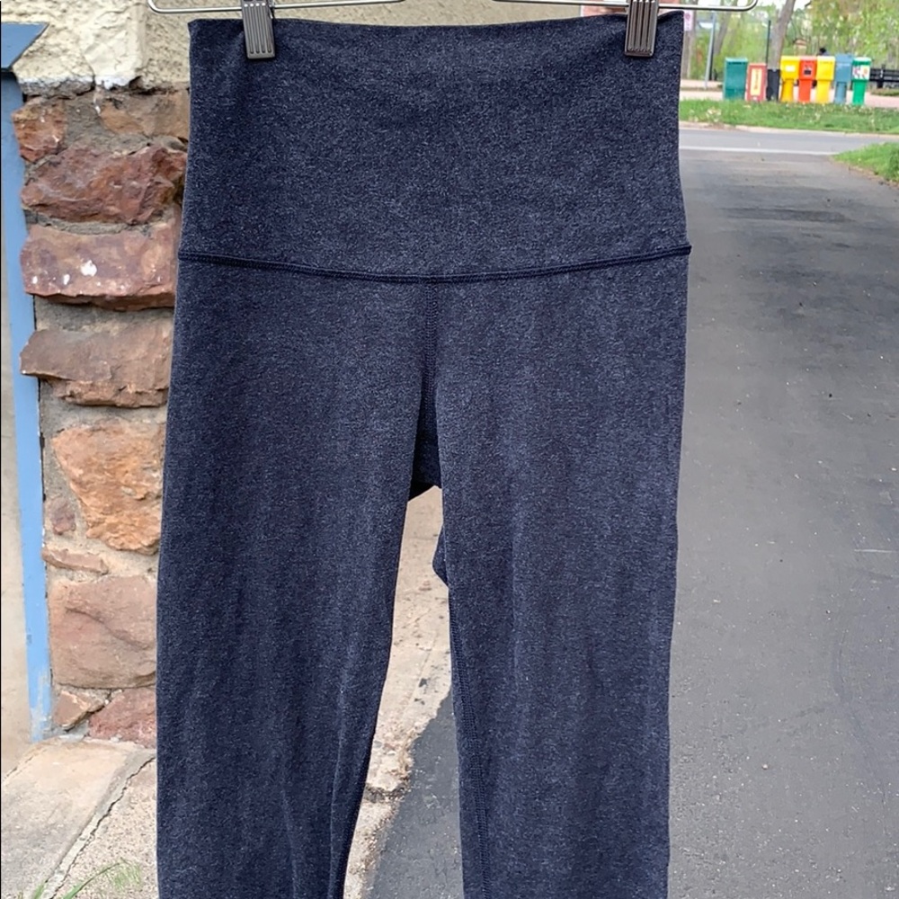 Grey Cotton Cropped Fold Over Lulu Lemon Leggings